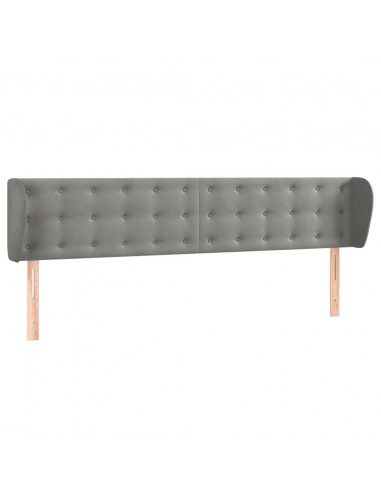 Testiera ad Orecchio Grigio Chiaro 163x23x78/88 cm in Velluto