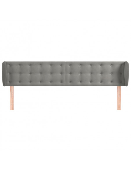 Testiera ad Orecchio Grigio Chiaro 163x23x78/88 cm in Velluto