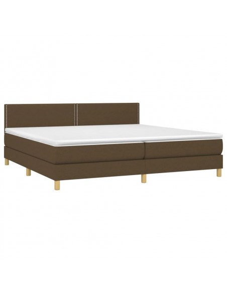 Letto a Molle Materasso e LED Marronescuro 200x200cm in Tessuto