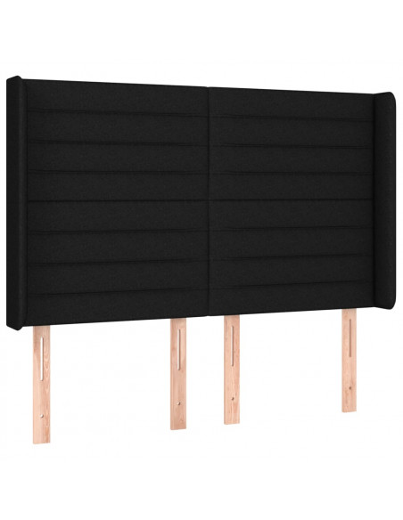 Testiera a LED Nera 147x16x118/128 cm in Tessuto