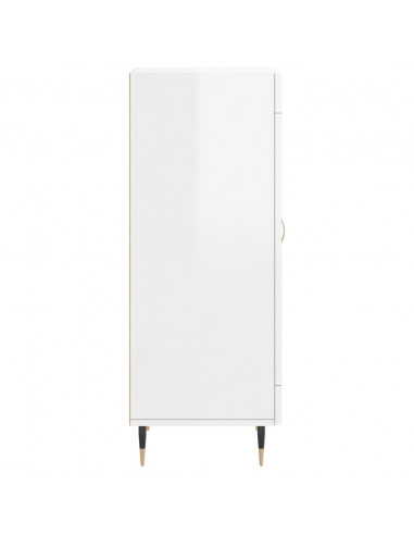 Credenza Bianco Lucido 34,5x34x90 cm in Legno Multistrato