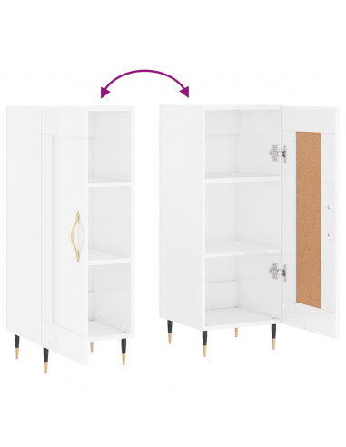 Credenza Bianco Lucido 34,5x34x90 cm in Legno Multistrato