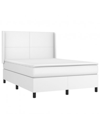 Giroletto a Molle con Materasso Bianco 140x190 cm in Similpelle