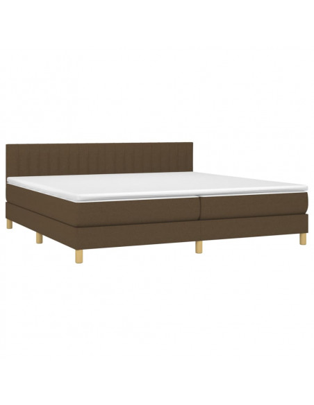 Letto a Molle Materasso e LED Marronescuro 200x200cm in Tessuto
