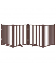 Cancello Cani Pieghevole Marrone 4Pannelli 320cm Massello Abete 2