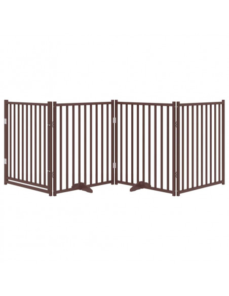 Cancello Cani Pieghevole Marrone 4Pannelli 320cm Massello Abete