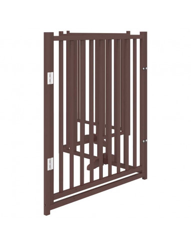 Cancello Cani Pieghevole Marrone 4Pannelli 320cm Massello Abete