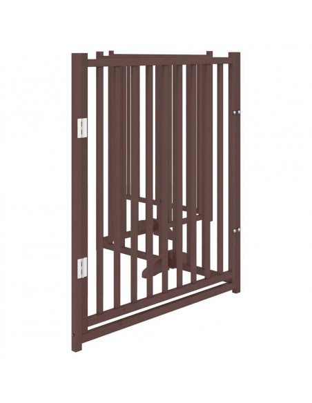 Cancello Cani Pieghevole Marrone 4Pannelli 320cm Massello Abete