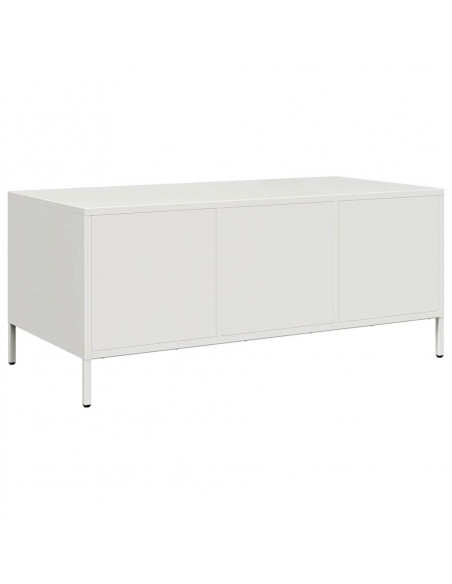 Tavolino Bianco 101,5x50x43,5 cm in Acciaio Laminato a Freddo