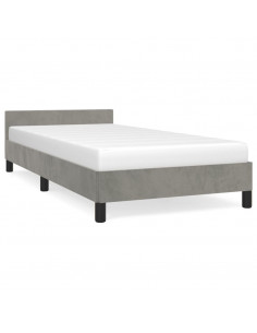 Giroletto con Testiera Grigio Chiaro 80x200 cm in Velluto 2