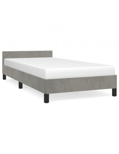 Giroletto con Testiera Grigio Chiaro 80x200 cm in Velluto