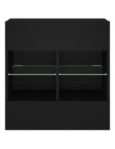 Mobile TV a Parete con Luci LED Nero 58,5x30x60,5 cm 2