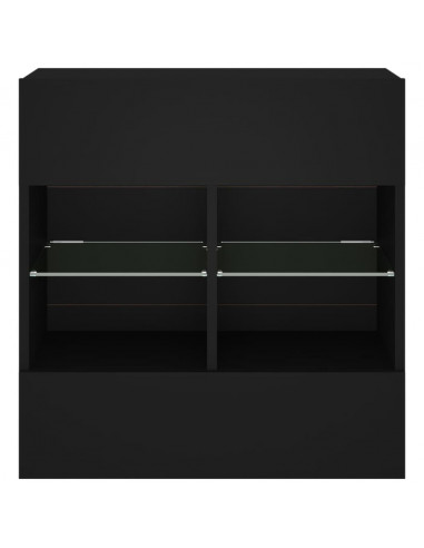 Mobile TV a Parete con Luci LED Nero 58,5x30x60,5 cm