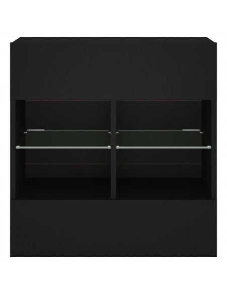Mobile TV a Parete con Luci LED Nero 58,5x30x60,5 cm