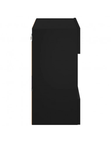 Mobile TV a Parete con Luci LED Nero 58,5x30x60,5 cm