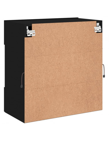 Mobile TV a Parete con Luci LED Nero 58,5x30x60,5 cm