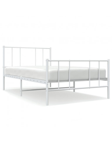 Giroletto con Testiera e Pediera Metallo Bianco 100x200 cm