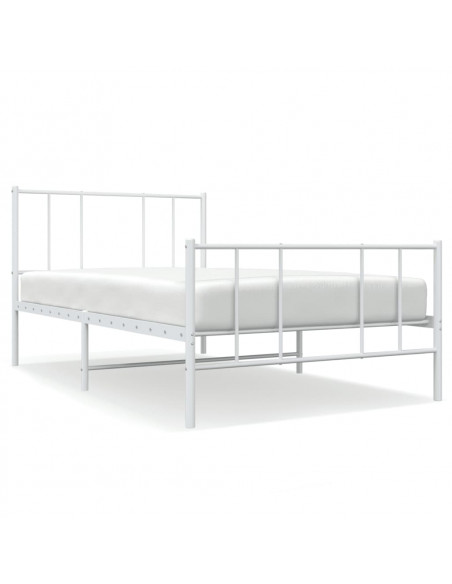 Giroletto con Testiera e Pediera Metallo Bianco 100x200 cm