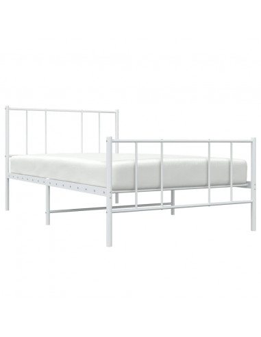 Giroletto con Testiera e Pediera Metallo Bianco 100x200 cm