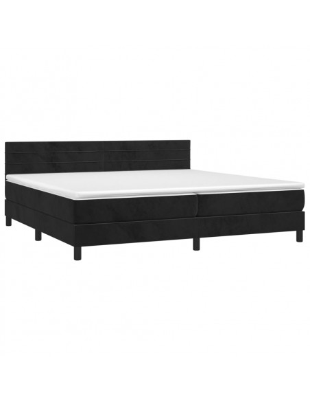Letto a Molle con Materasso e LED Nero 200x200 cm in Velluto