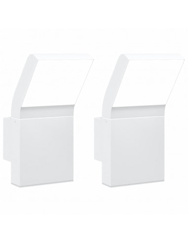 Applique per Esterni con LED 2 pz Bianche Alluminio Pressofuso