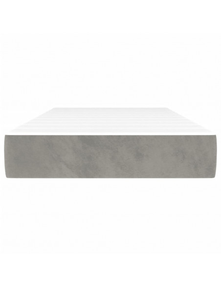 Materasso a Molle Grigio Chiaro 80x220x20 cm in Velluto