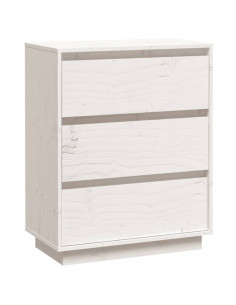 Credenza Bianca 60x34x75 cm in Legno Massello di Pino 2