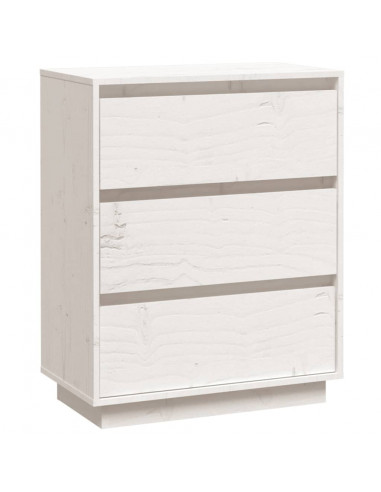 Credenza Bianca 60x34x75 cm in Legno Massello di Pino