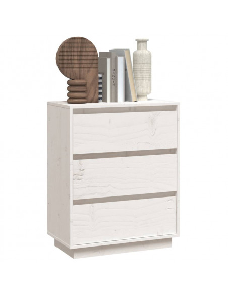 Credenza Bianca 60x34x75 cm in Legno Massello di Pino
