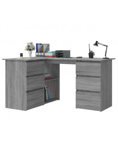 Scrivania Angolo Grigio Sonoma 145x100x76 cm Legno Multistrato