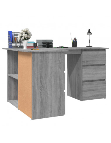 Scrivania Angolo Grigio Sonoma 145x100x76 cm Legno Multistrato