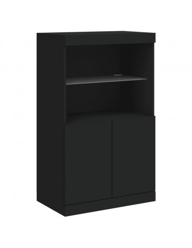 Credenza con Luci LED Nera 181,5x37x100 cm