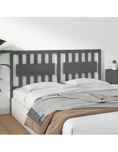 Testiera per Letto Grigia 155,5x4x100 cm Legno Massello di Pino