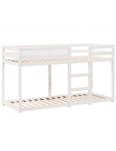 Letto a Castello con Tetto Bianco 80x200 cm Legno Massello Pino