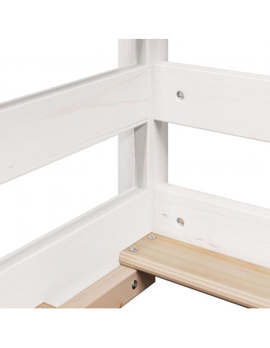 Letto a Castello con Tetto Bianco 80x200 cm Legno Massello Pino