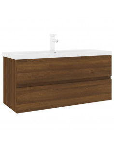 Mobile Bagno Lavabo Integrato Rovere Marrone Legno Multistrato 2