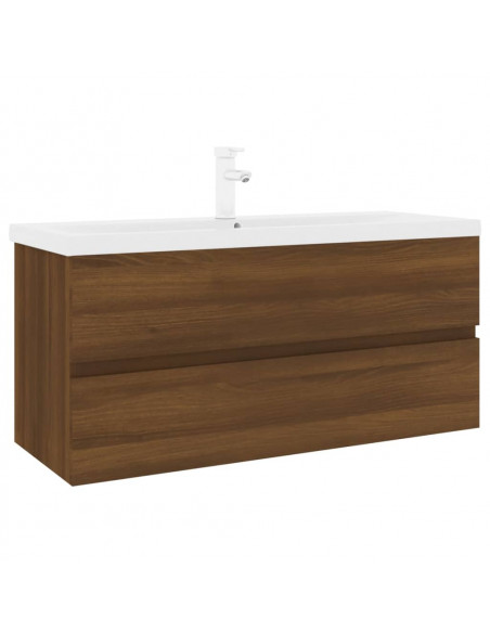 Mobile Bagno Lavabo Integrato Rovere Marrone Legno Multistrato