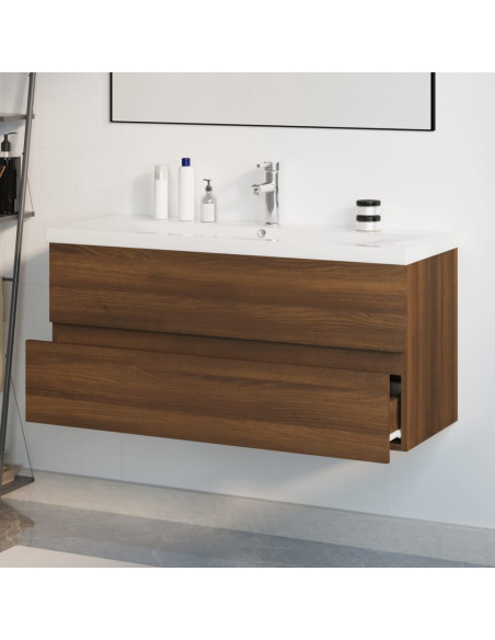 Mobile Bagno Lavabo Integrato Rovere Marrone Legno Multistrato