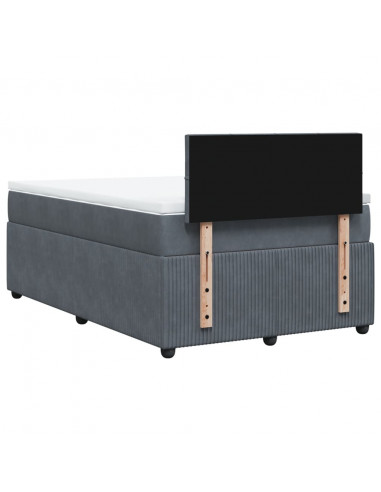 Giroletto a Molle con Materasso Grigio Scuro 120x190 cm Velluto