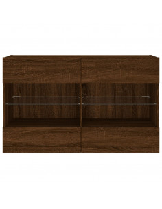 Mobile TV a Parete con Luci LED Rovere Marrone 98,5x30x60,5 cm 2