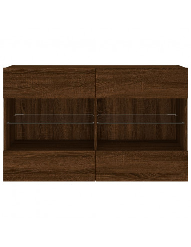 Mobile TV a Parete con Luci LED Rovere Marrone 98,5x30x60,5 cm