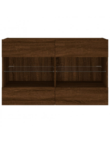 Mobile TV a Parete con Luci LED Rovere Marrone 98,5x30x60,5 cm