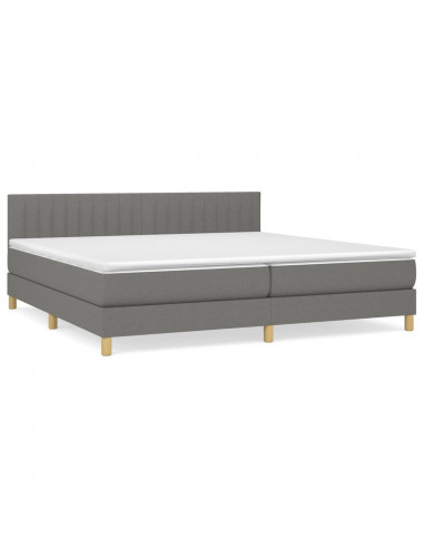 Giroletto a Molle con Materasso Grigio Scuro 200x200 cm Tessuto