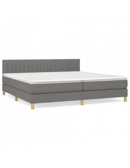 Giroletto a Molle con Materasso Grigio Scuro 200x200 cm Tessuto