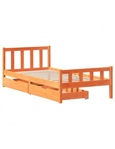Letto senza Materasso Marrone Cera 75x190 cm in Legno di Pino