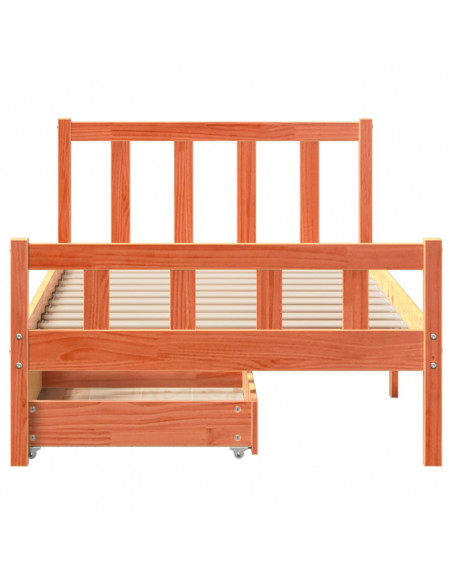 Letto senza Materasso Marrone Cera 75x190 cm in Legno di Pino