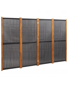 Paravento a 4 Pannelli Nero 280x180 cm 2