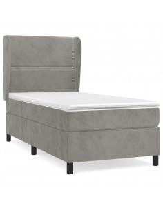 Giroletto a Molle con Materasso Grigio Chiaro 100x200cm Velluto 2