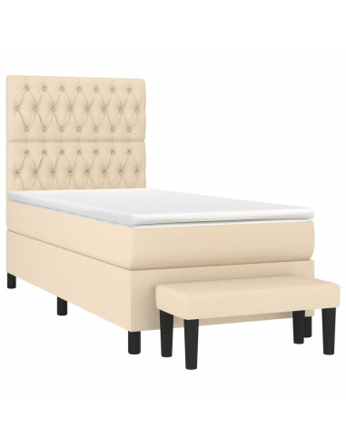 Giroletto a Molle con Materasso Crema 90x190 cm in Tessuto