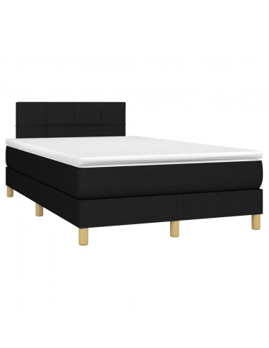 Letto a Molle con Materasso e LED Nero 120x200cm in Tessuto